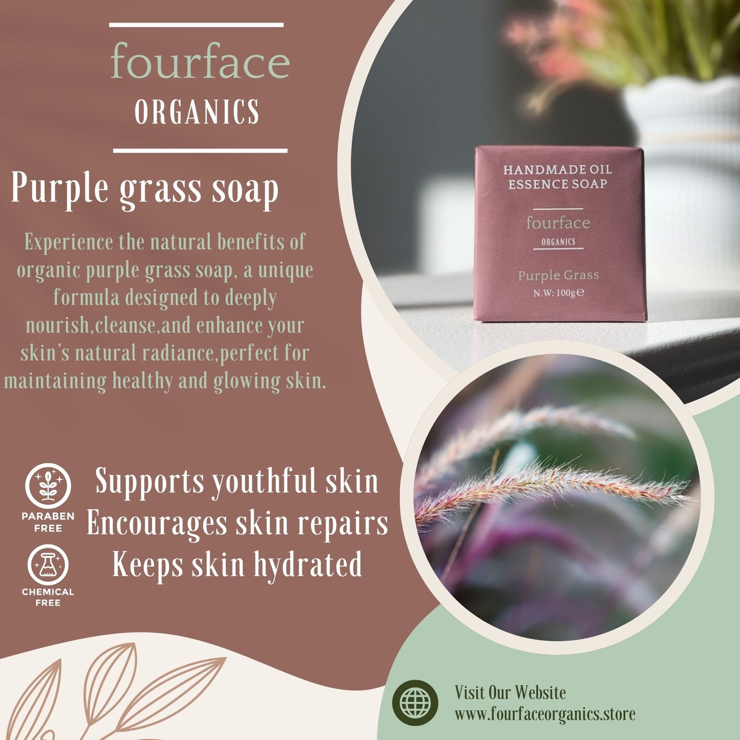 Fourface organics homemade PURPLE GRASS SOAP BAR