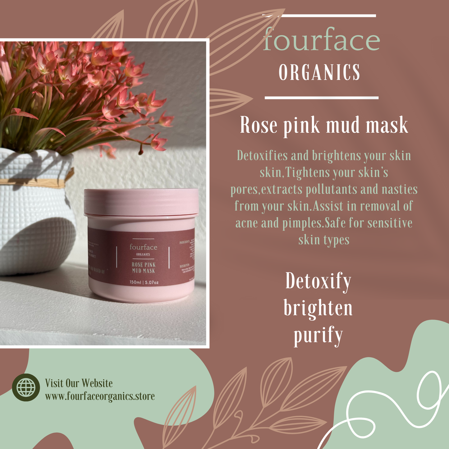 Fourface organics ROSE PINK MUD MASK
